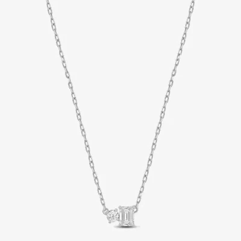 F / Si2) Womens 1/ CT. T.W. Lab Grown White Diamond 10K Gold 18 Inch Pendant Necklace