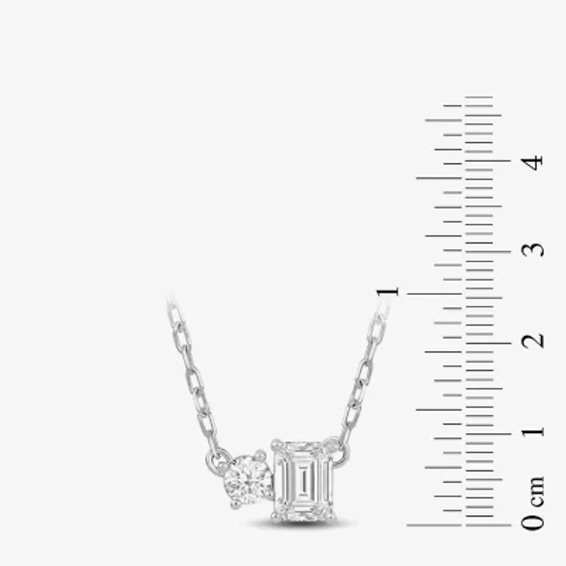 F / Si2) Womens 1/ CT. T.W. Lab Grown White Diamond 10K Gold 18 Inch Pendant Necklace