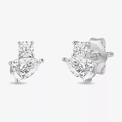 (F / Si2) 1/2 CT. T.W. Lab Grown White Diamond 10K Gold 6.4mm Stud Earrings