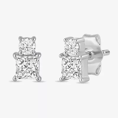 F / Si2) 1/2 CT. T.W. Lab Grown White Diamond 10K Gold 5.6mm Stud Earrings