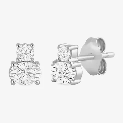 (F / Si2) 1/2 CT. T.W. Lab Grown White Diamond 10K Gold 5.6mm Stud Earrings