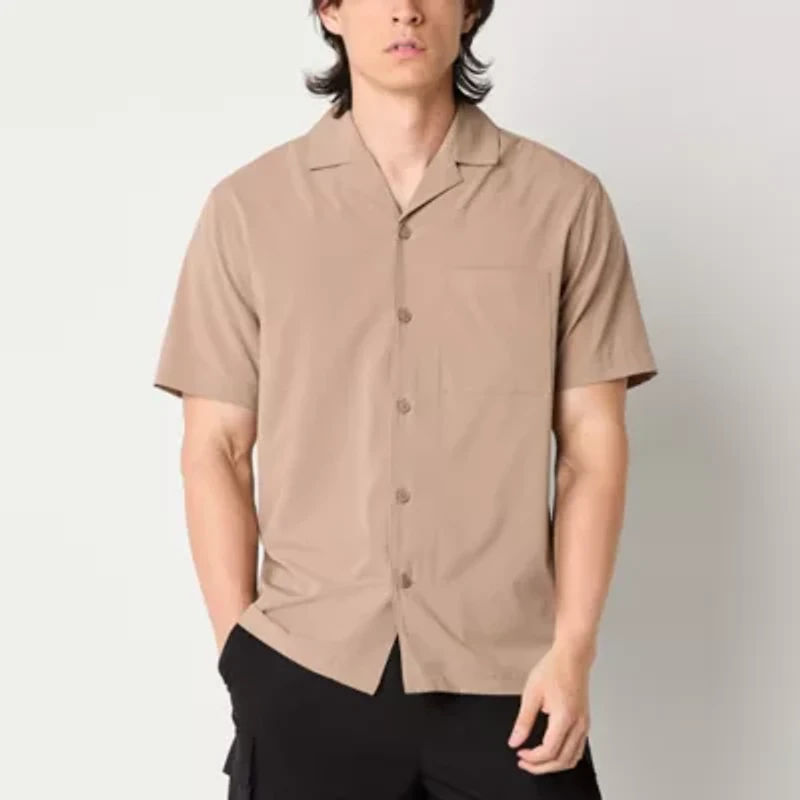 Xersion Mens Short Sleeve Regular Fit Button-Down Shirt