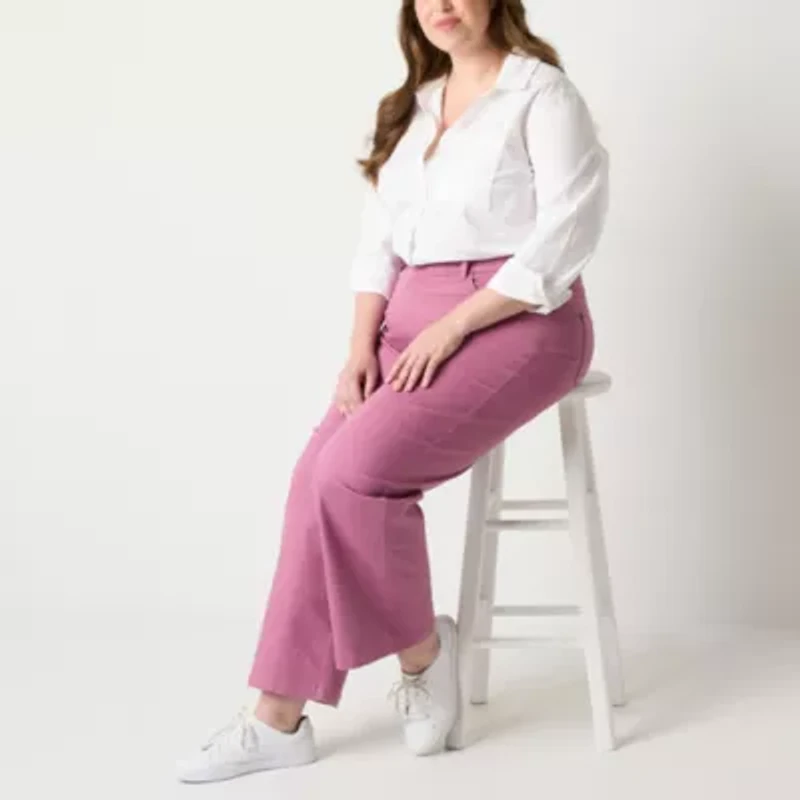 St. John's Bay Womens High Rise Wide Leg Jean