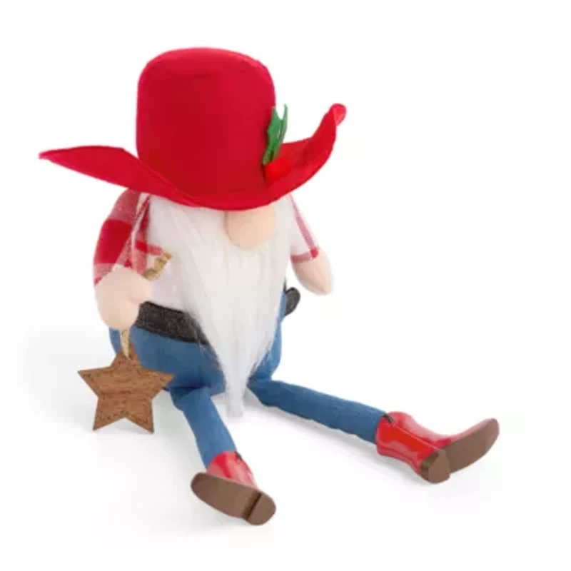 North Pole Trading Co. Small Sitter Cowboy Christmas Gnome