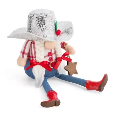 North Pole Trading Co. Small Sitter Cowgirl Christmas Gnome