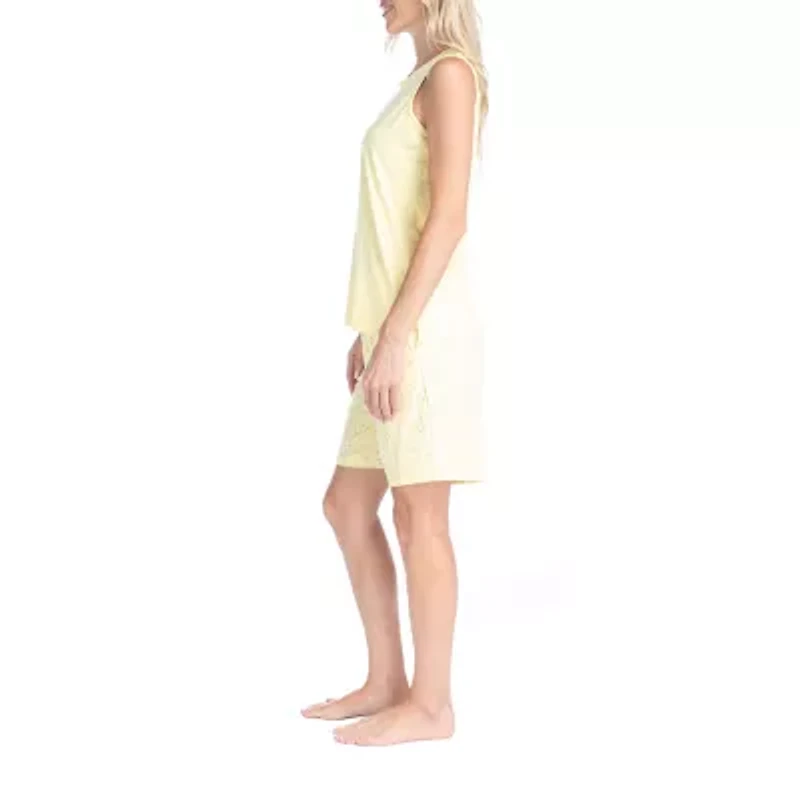 Muk Luks Womens Round Neck Short Sleeve 4-pc. Pajama Sets