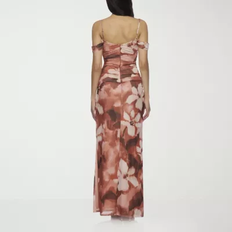 Premier Amour Off The Shoulder Womens Short Sleeve Floral Maxi Dress