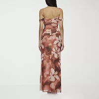 Premier Amour Off The Shoulder Womens Short Sleeve Floral Maxi Dress