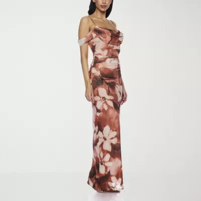 Premier Amour Off The Shoulder Womens Short Sleeve Floral Maxi Dress