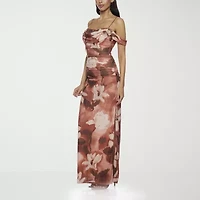 Premier Amour Off The Shoulder Womens Short Sleeve Floral Maxi Dress