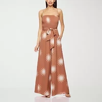 Premier Amour Womens Square Neck Sleeveless Belted Jumpsuit