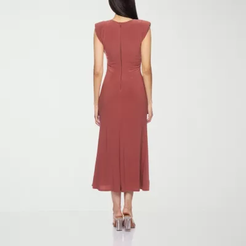 Premier Amour Womens Sleeveless Midi Sheath Dress