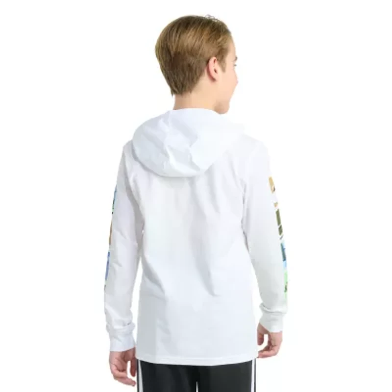 adidas Big Kid Boys Hooded Long Sleeve Regular Fit Graphic T-Shirt