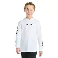 adidas Big Kid Boys Hooded Long Sleeve Regular Fit Graphic T-Shirt