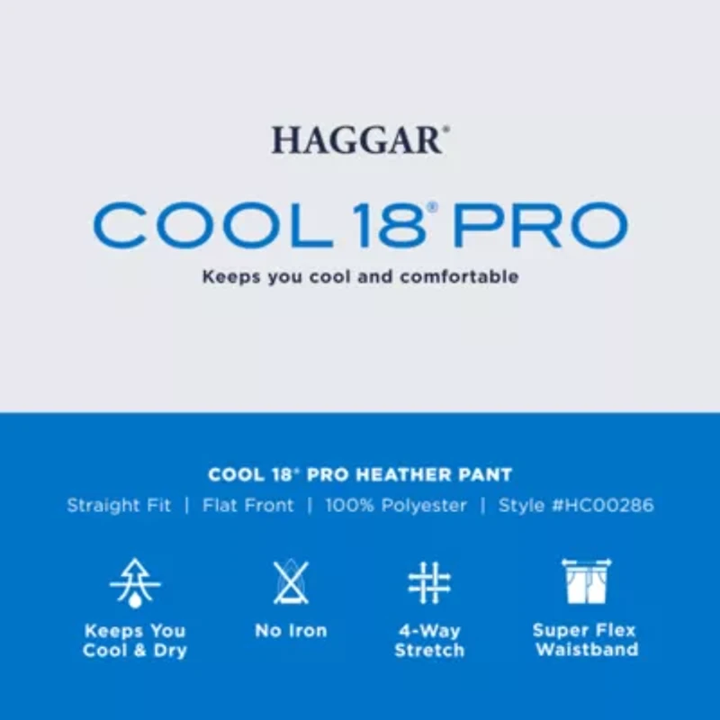 Haggar Cool 18 Pro Mens Straight Fit Flat Front Pant