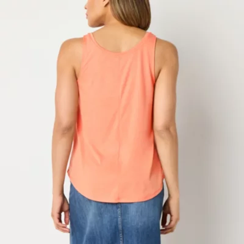 St. John's Bay Womens Scoop Neck Sleeveless Tank Top