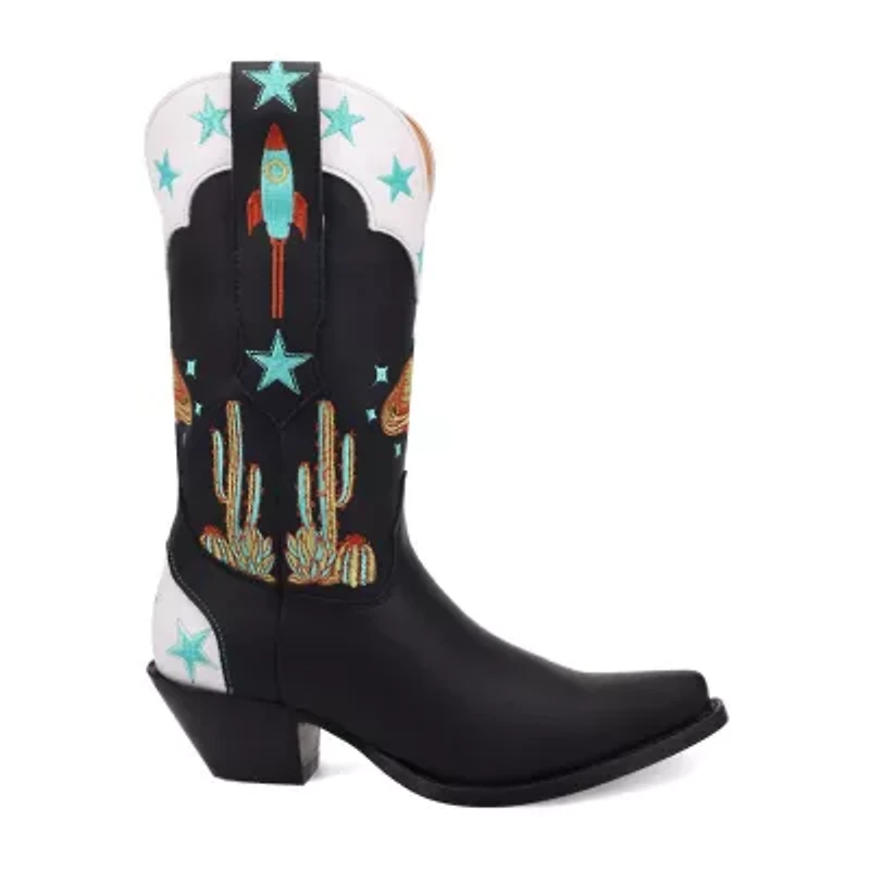 Dingo Womens Space Cowgirl Leather Boot Block Heel Cowboy Boots