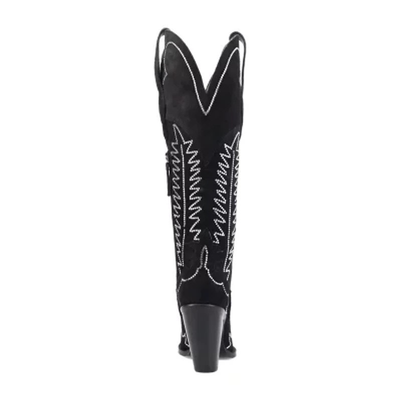 Dingo Womens Double Take Suede Leather Boot Stacked Heel Cowboy Boots
