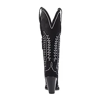 Dingo Womens Double Take Suede Leather Boot Stacked Heel Cowboy Boots