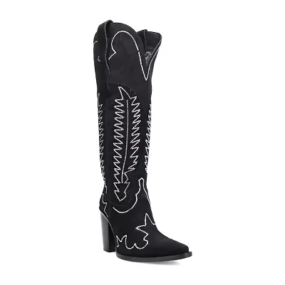 Dingo Womens Double Take Suede Leather Boot Stacked Heel Cowboy Boots