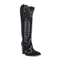 Dingo Womens Double Take Suede Leather Boot Stacked Heel Cowboy Boots