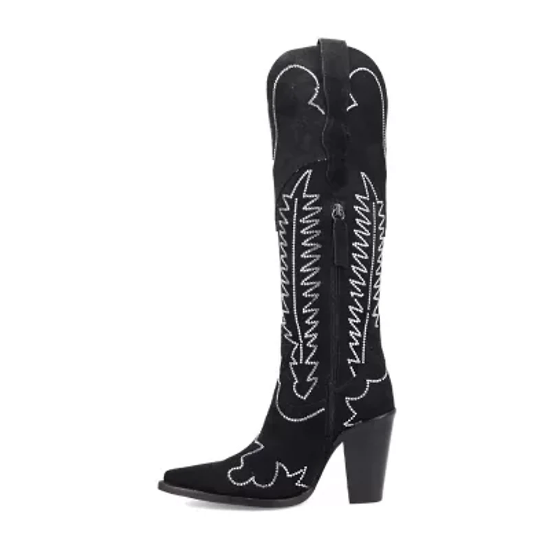 Dingo Womens Double Take Suede Leather Boot Stacked Heel Cowboy Boots