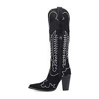 Dingo Womens Double Take Suede Leather Boot Stacked Heel Cowboy Boots