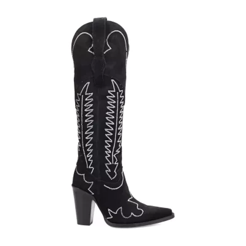 Dingo Womens Double Take Suede Leather Boot Stacked Heel Cowboy Boots