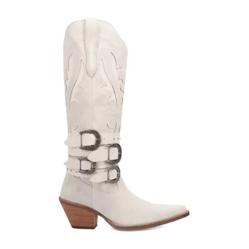 Dingo Womens Buck Wild Suede Leather Boot Block Heel Cowboy Boots