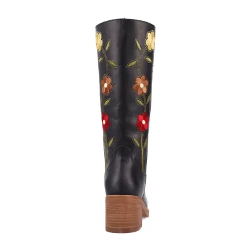 Dingo Womens Bloom Leather Boot Block Heel Cowboy Boots