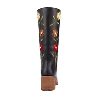 Dingo Womens Bloom Leather Boot Block Heel Cowboy Boots