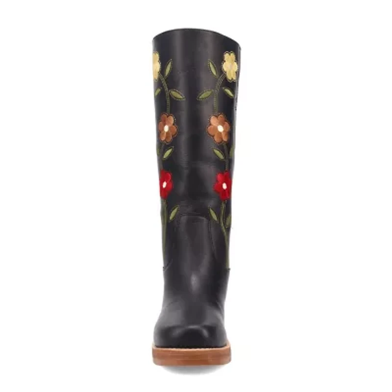 Dingo Womens Bloom Leather Boot Block Heel Cowboy Boots