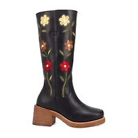 Dingo Womens Bloom Leather Boot Block Heel Cowboy Boots