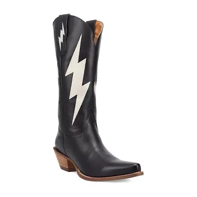 Dingo Womens Thunderbolt Leather Boot Block Heel Cowboy Boots