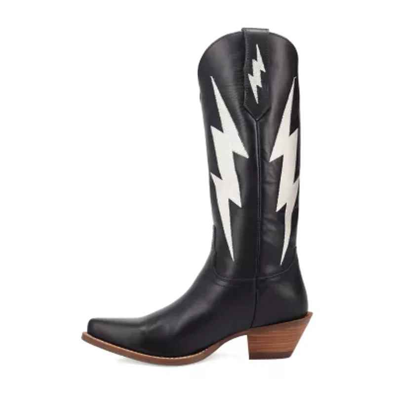 Dingo Womens Thunderbolt Leather Boot Block Heel Cowboy Boots
