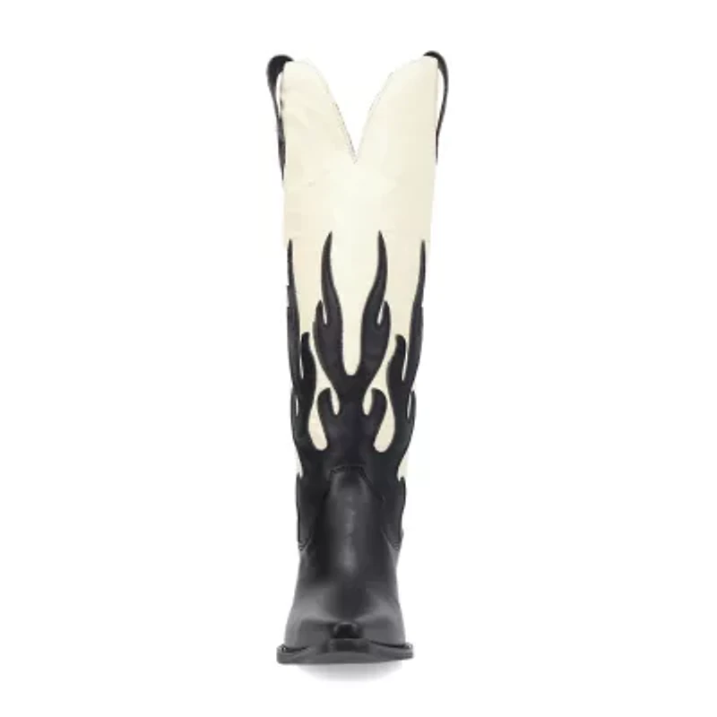Dingo Womens Burnin' Love Leather Boot Block Heel Cowboy Boots