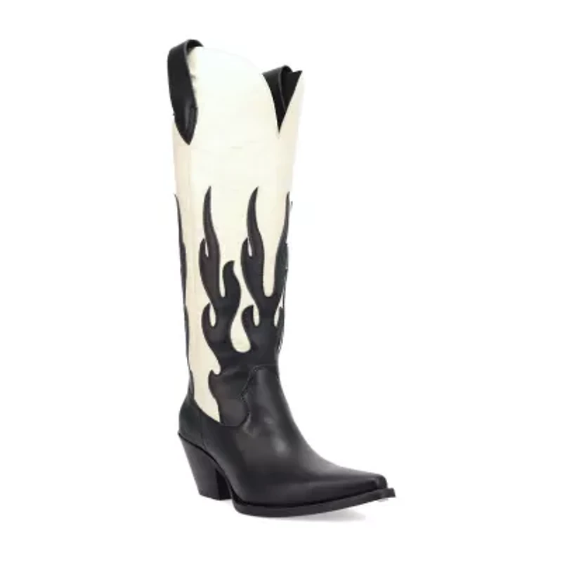 Dingo Womens Burnin' Love Leather Boot Block Heel Cowboy Boots