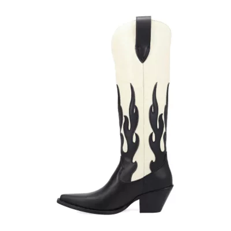 Dingo Womens Burnin' Love Leather Boot Block Heel Cowboy Boots