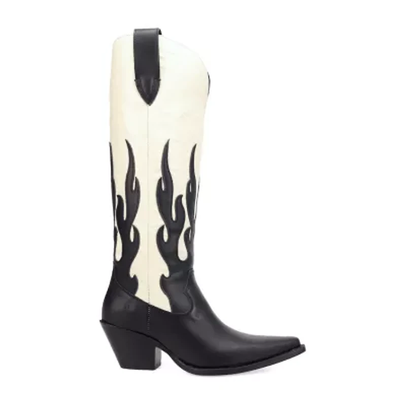 Dingo Womens Burnin' Love Leather Boot Block Heel Cowboy Boots