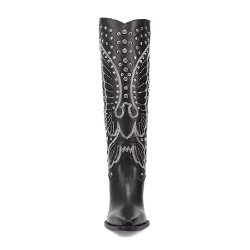 Dingo Womens Diamonds Forever Leather Boot Block Heel Cowboy Boots