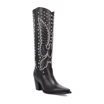 Dingo Womens Diamonds Forever Leather Boot Block Heel Cowboy Boots