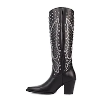 Dingo Womens Diamonds Forever Leather Boot Block Heel Cowboy Boots