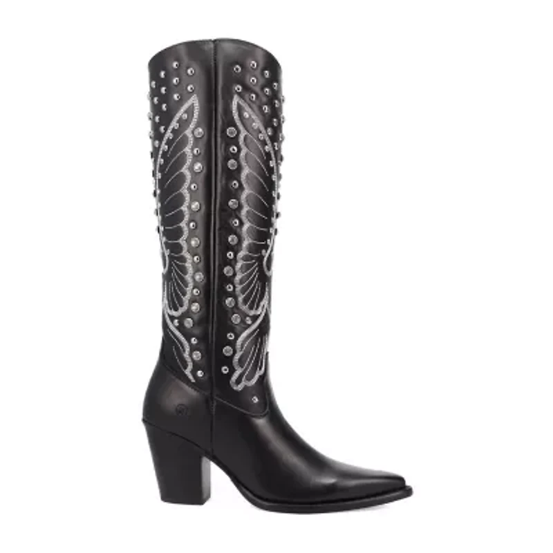 Dingo Womens Diamonds Forever Leather Boot Block Heel Cowboy Boots