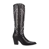 Dingo Womens Diamonds Forever Leather Boot Block Heel Cowboy Boots