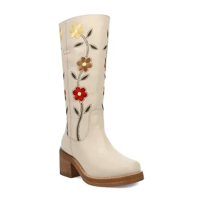 Dingo Womens Bloom Leather Boot Block Heel Cowboy Boots