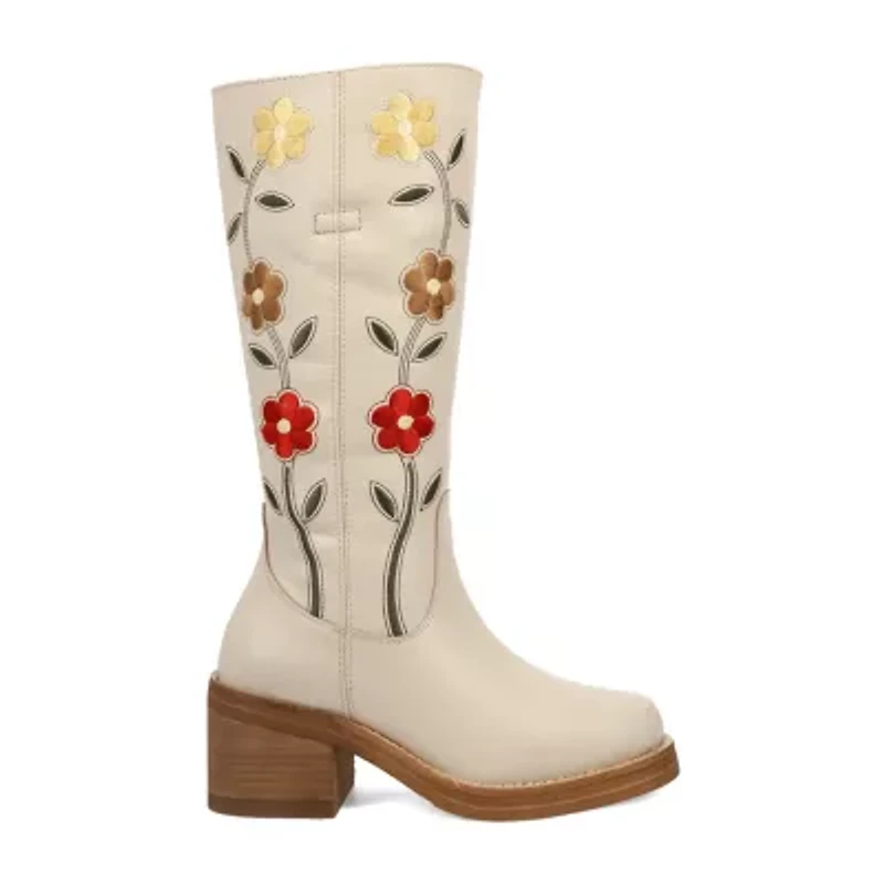 Dingo Womens Bloom Leather Boot Block Heel Cowboy Boots