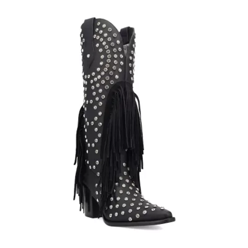 Dingo Womens Show Pony Leather Boot Block Heel Cowboy Boots