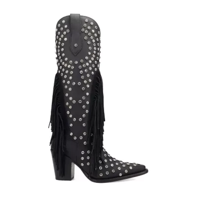 Dingo Womens Show Pony Leather Boot Block Heel Cowboy Boots