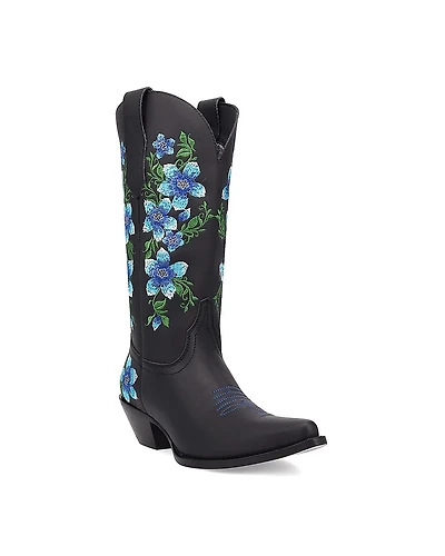 Dingo Womens Posie Leather Boot Block Heel Cowboy Boots