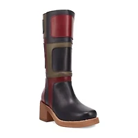 Dingo Womens Patches Leather Boot Stacked Heel Cowboy Boots